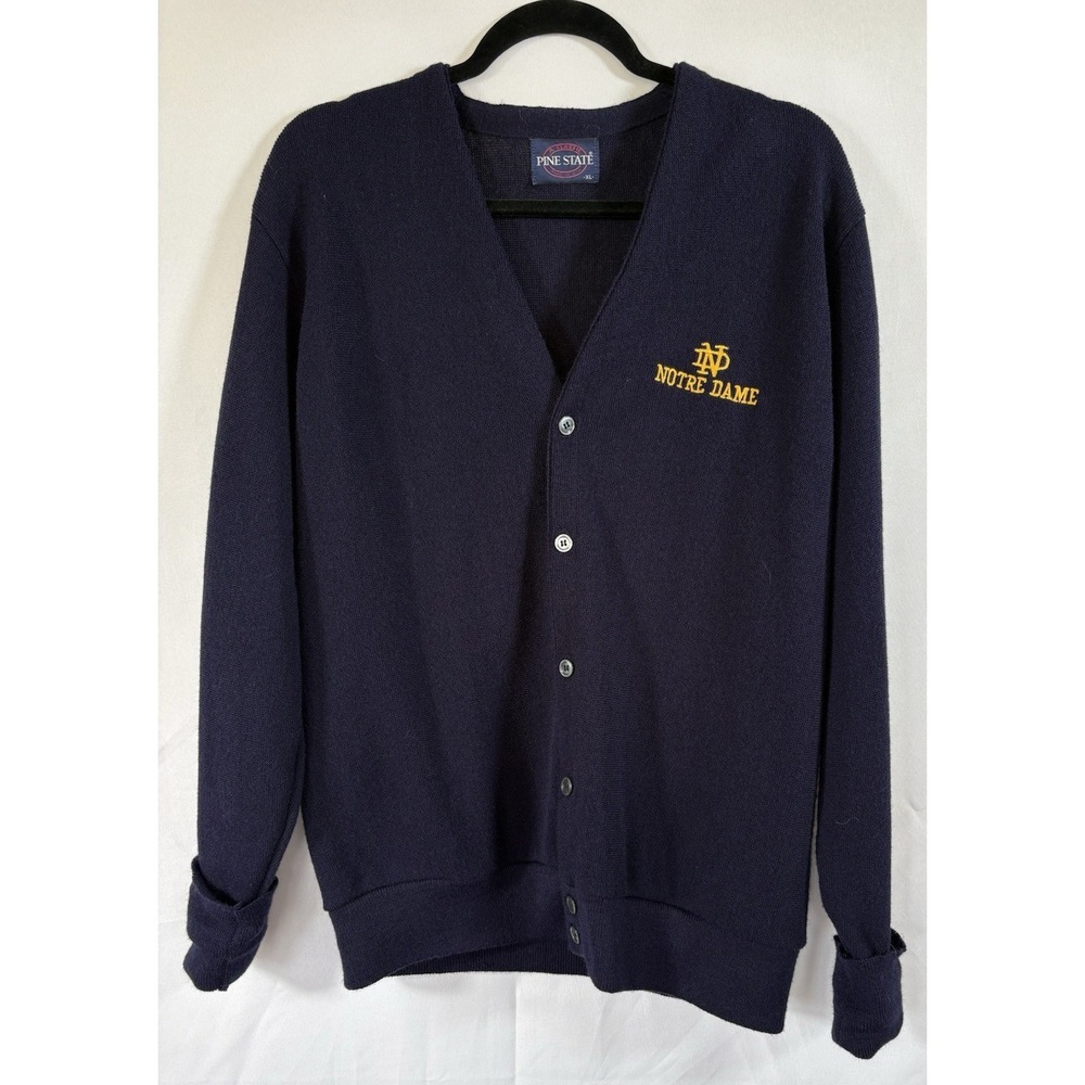vintage Pine State sweater size XL notre dame button up long sleeve navy blue